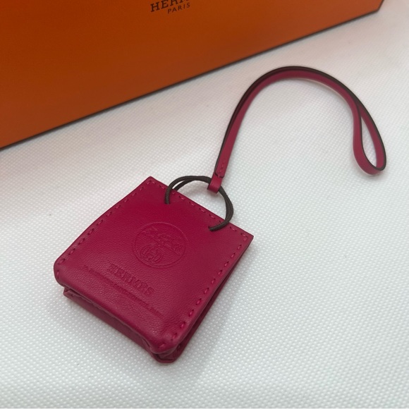 Authentic Hermes Sac Orange Bag Charm in Rose Mexico with Original Box - Picture 4 of 11